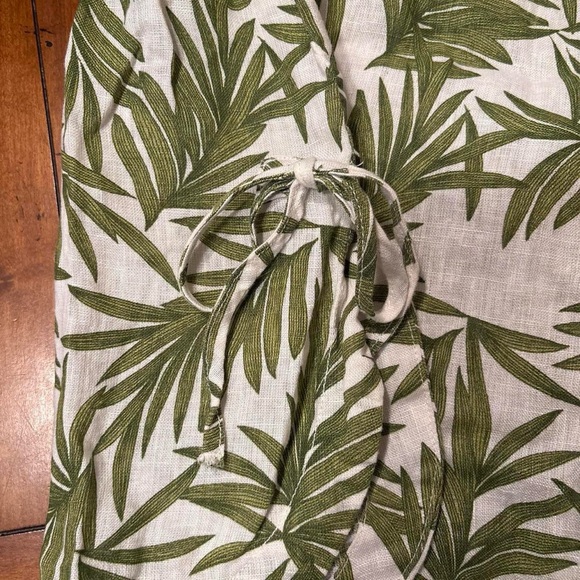 Nicole Miller Shirt Top Blouse 100% Linen Tropical White Green Womens 1x Beach - Picture 6 of 8